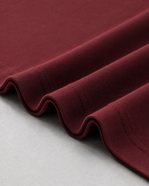 Logo Oversized T-Shirt in Dark Red, fabric and construction detail