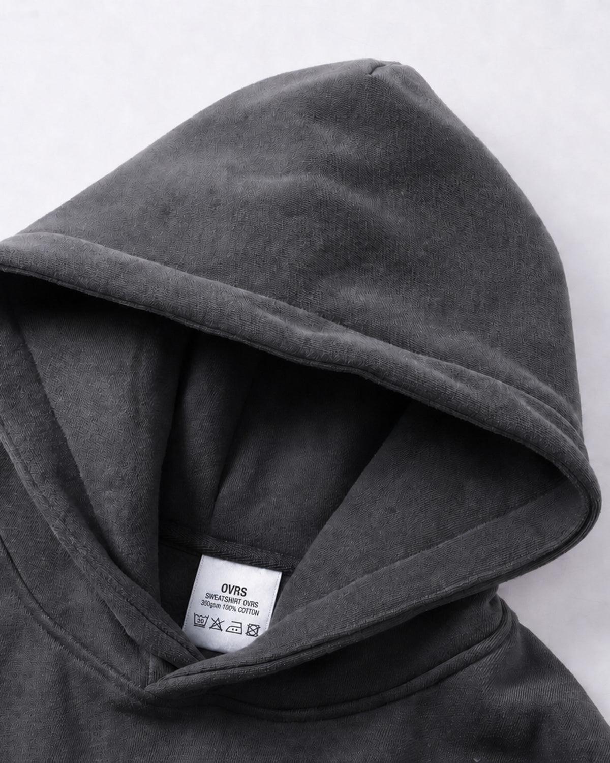 Essential Oversized Hoodie in Dark Gray, fabric and construction detail