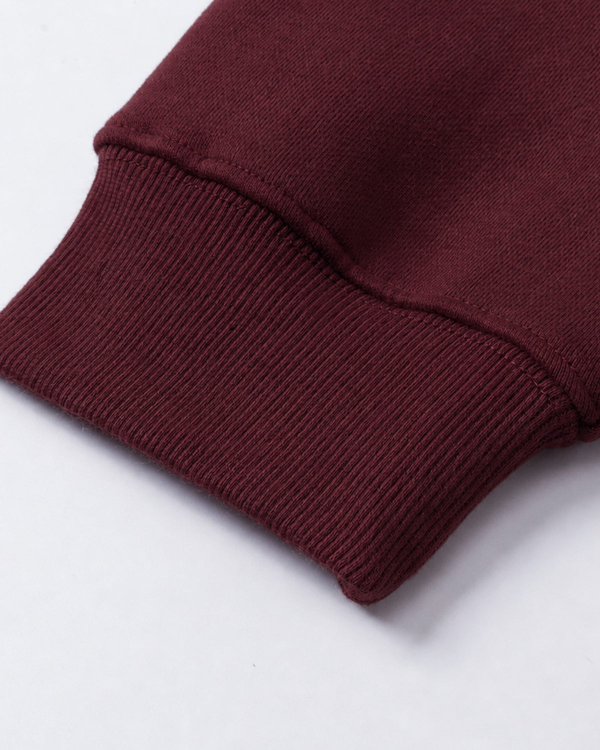Essential Oversized Hoodie in Dark Red, fabric and construction detail