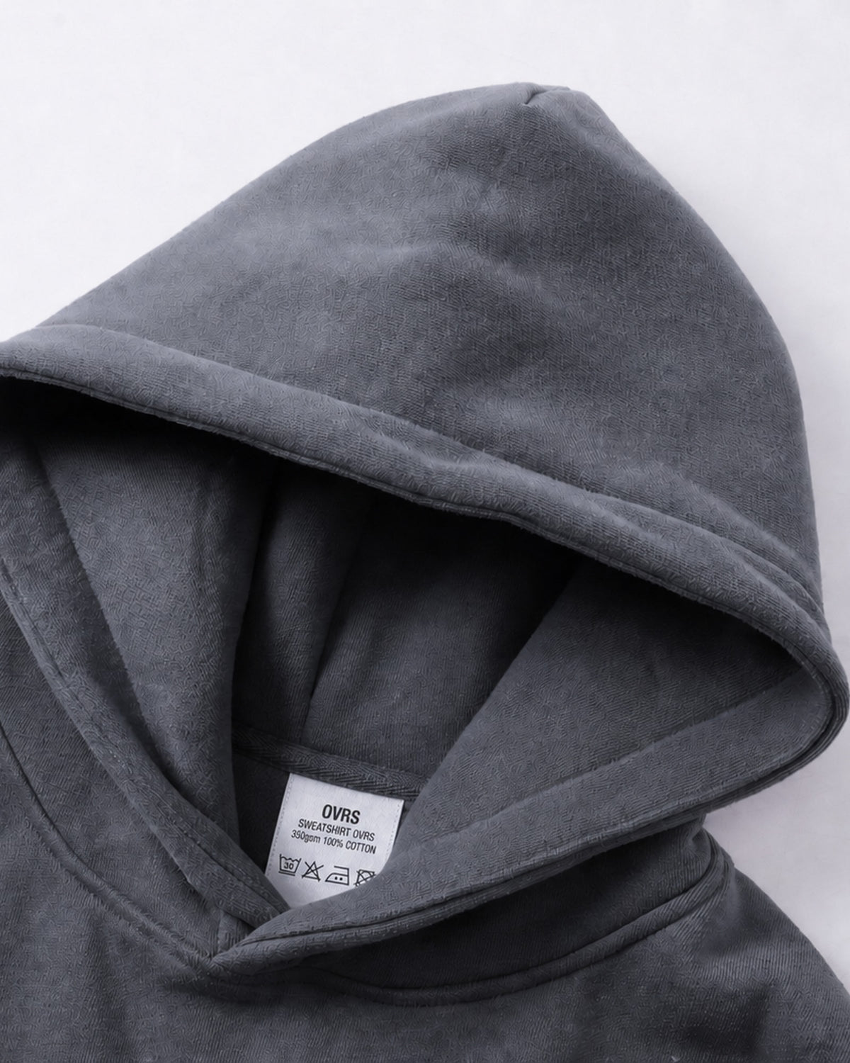 Essential Oversized Hoodie in Gray Blue, fabric and construction detail