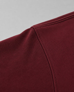 Essential Oversized T-Shirt in Dark Red, fabric and construction detail