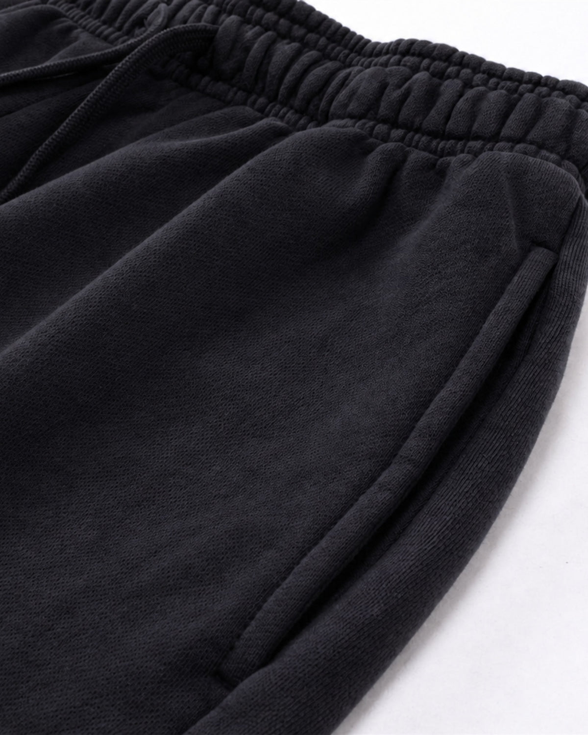 Essential Relaxed Short in Black, fabric and construction detail