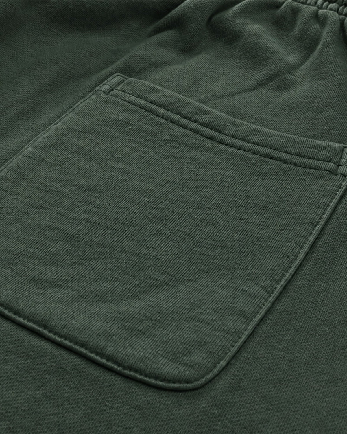 Essential Relaxed Short in Green, fabric and construction detail