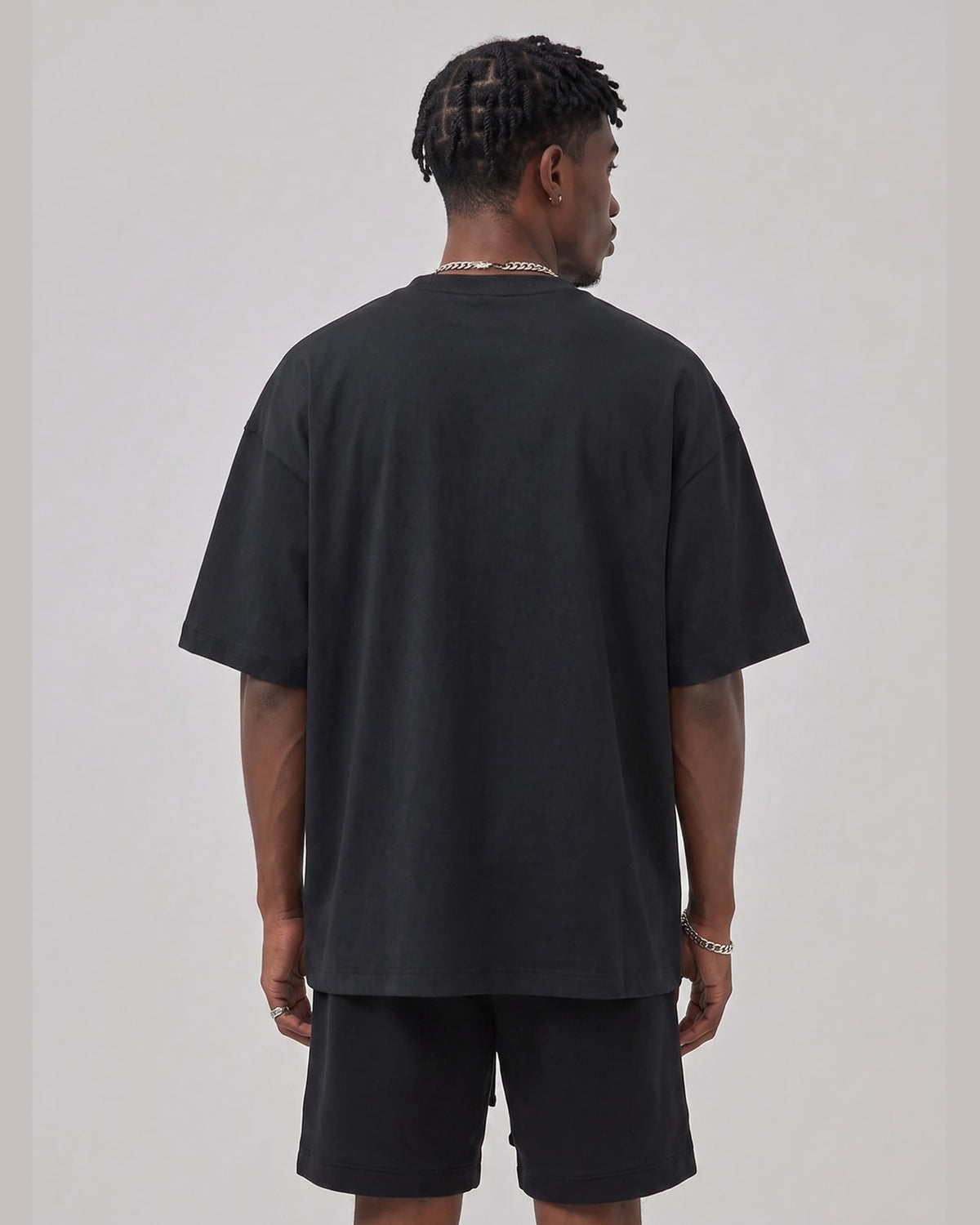 Logo Oversized T-Shirt in Black, back view on model
