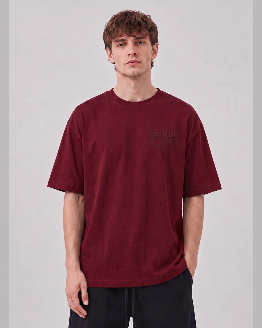 Logo Oversized T-Shirt in Dark Red, front view on model