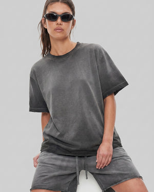 Washed Oversized Set in Ash Gray, fabric and construction detail