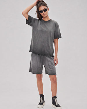 Washed Oversized Set in Ash Gray, fabric and construction detail