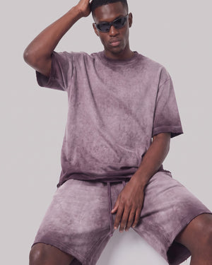Washed Oversized Set in Dusty Plum, fabric and construction detail